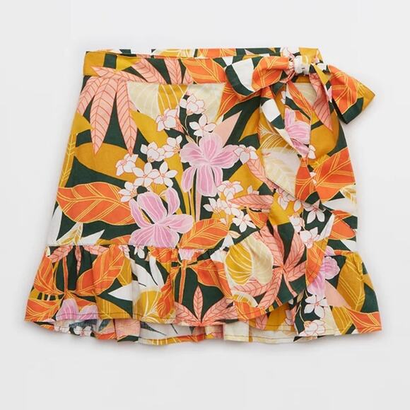 Floral Mini Wrap Skirt | Small Aerie Ruffle Mini - Picture 2 of 8